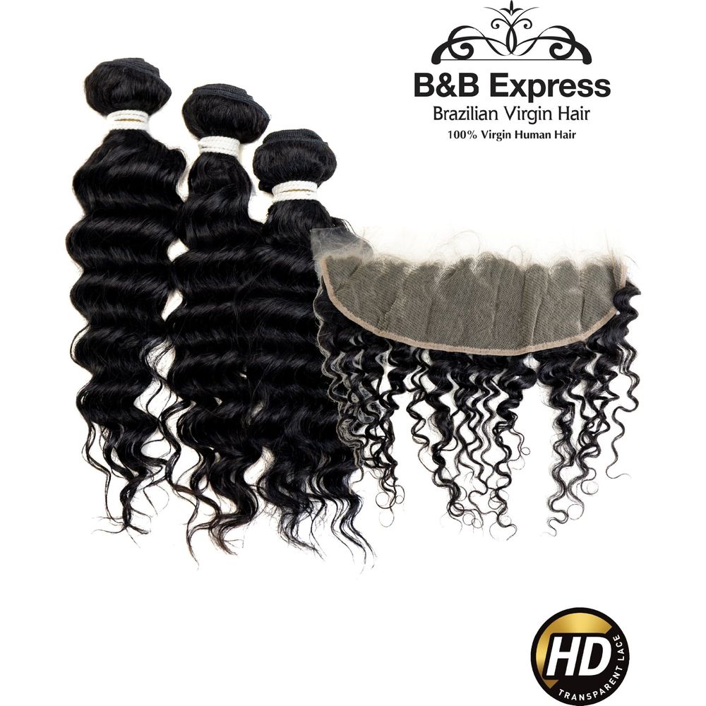 B & B Express 100% Human Hair Multipack Bundles + 13x4 Closure - Deep Wave - Beauty Exchange Beauty Supply