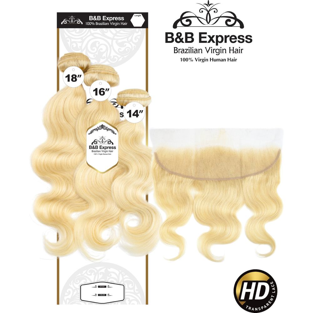 B & B Gold 100% Human Hair Bundles + 13x4 Lace Frontal - 613 - Beauty Exchange Beauty Supply