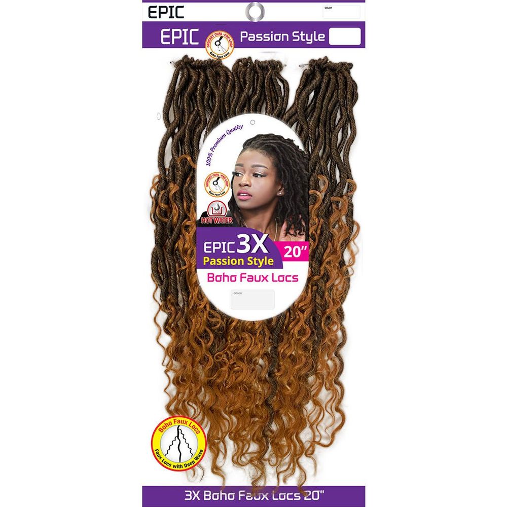 Epic Passion Style Synthetic Crochet - 3X Boho Faux Locs 20" - Beauty Exchange Beauty Supply