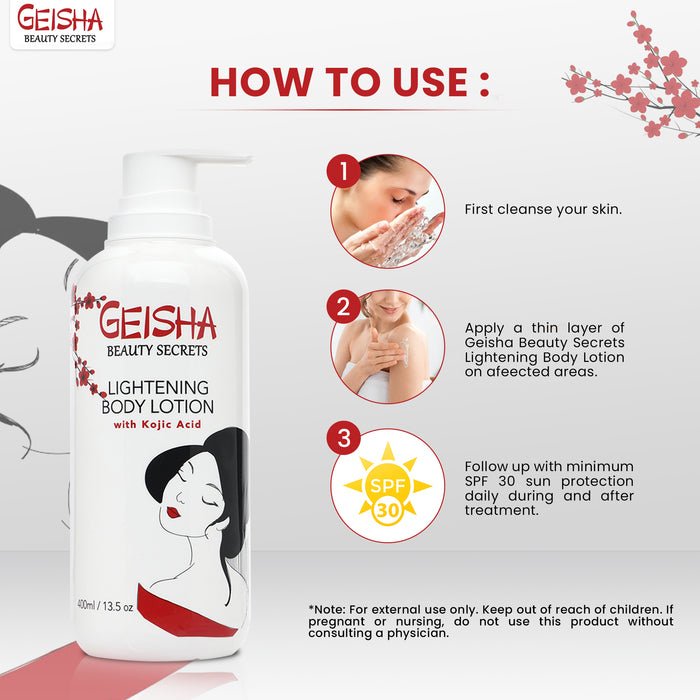 Mitchell Brands Geisha Beauty Secrets Kojic Acid Lightening Body Lotion 13.5oz/400ml - Beauty Exchange Beauty Supply