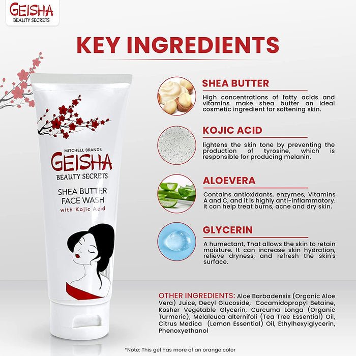 Mitchell Brands Geisha Beauty Secrets Kojic Acid Shea Butter Face Wash 4oz/118ml - Beauty Exchange Beauty Supply