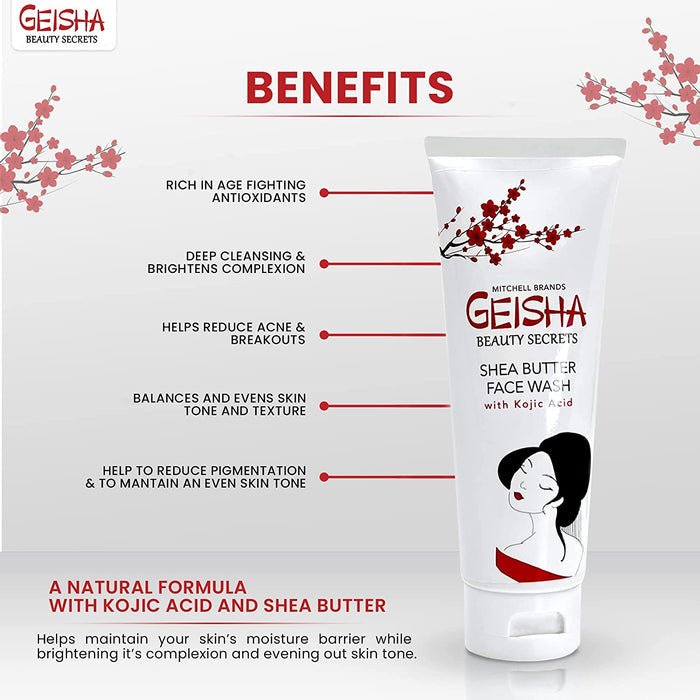 Mitchell Brands Geisha Beauty Secrets Kojic Acid Shea Butter Face Wash 4oz/118ml - Beauty Exchange Beauty Supply