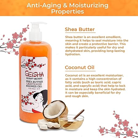 Mitchell Brands Geisha Beauty Secrets Kojic Acid Shea Butter Lightening Shower Gel 33oz/1000ml - Beauty Exchange Beauty Supply