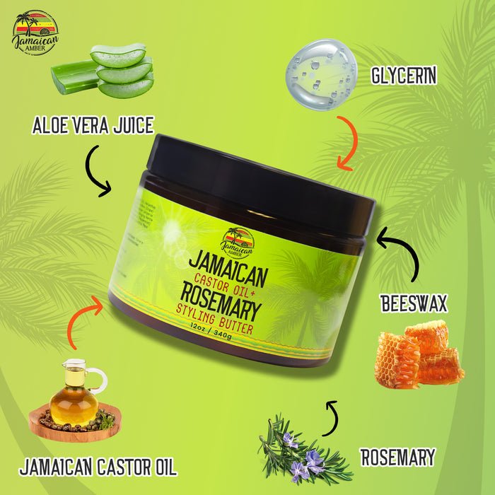 Mitchell Brands Jamaican Amber Jamaican Castor Oil+ Rosemary Hair Styling Butter 12oz/354ml - Beauty Exchange Beauty Supply