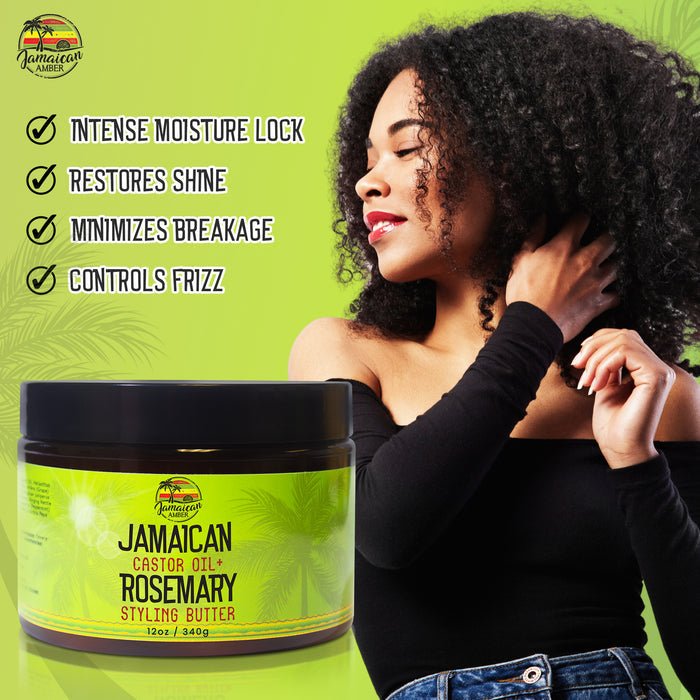 Mitchell Brands Jamaican Amber Jamaican Castor Oil+ Rosemary Hair Styling Butter 12oz/354ml - Beauty Exchange Beauty Supply