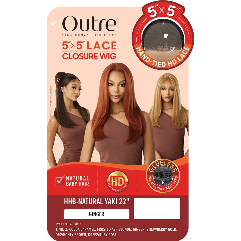 Outre 100% Human Hair Blend 5x5 HD Lace Closure Wig - Natural Yaki 22" - Beauty Exchange Beauty Supply