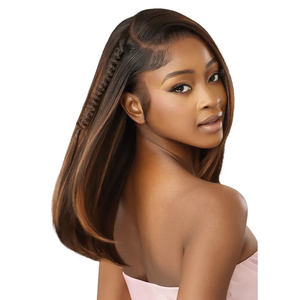 Outre Airtied 100% Fully Hand - Tied Human Hair Blend HD Lace Wig - Sleek Yaki 20" - Beauty Exchange Beauty Supply