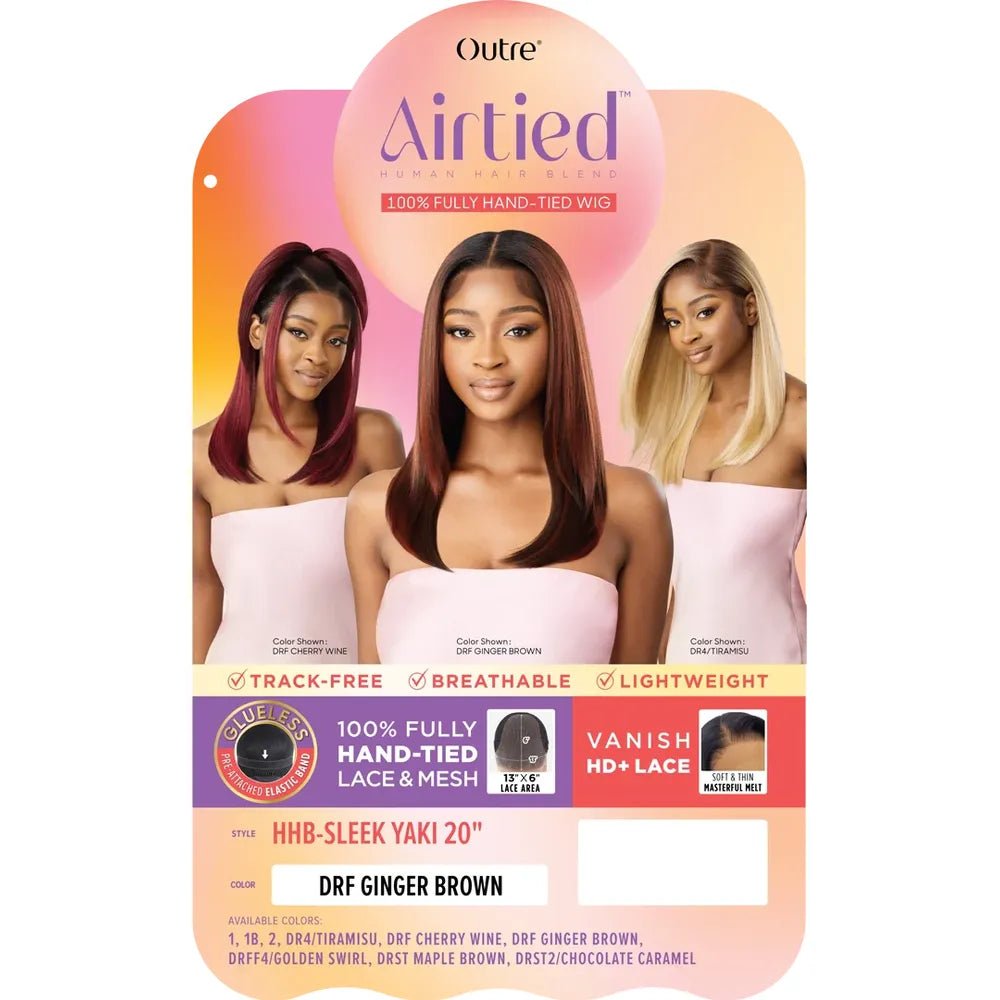 Outre Airtied 100% Fully Hand - Tied Human Hair Blend HD Lace Wig - Sleek Yaki 20" - Beauty Exchange Beauty Supply