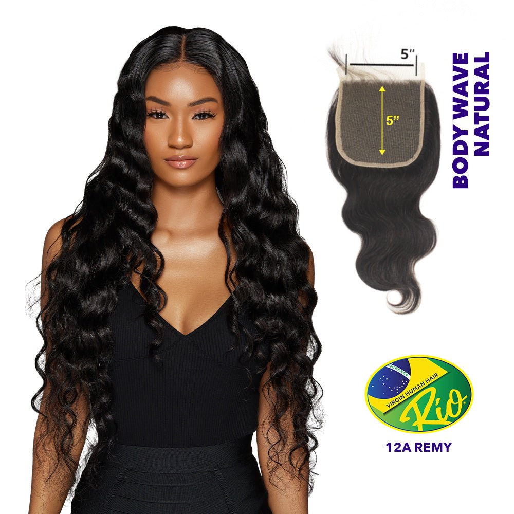 Rio 100% Virgin Human Hair Body Wave 5x5 Closure - Natural Color - Beauty Exchange Beauty Supply