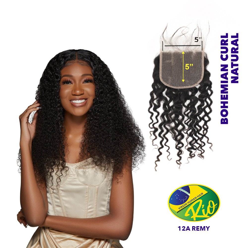 Rio 100% Virgin Human Hair Bohemian 5x5 Closure - Natural Color - Beauty Exchange Beauty Supply