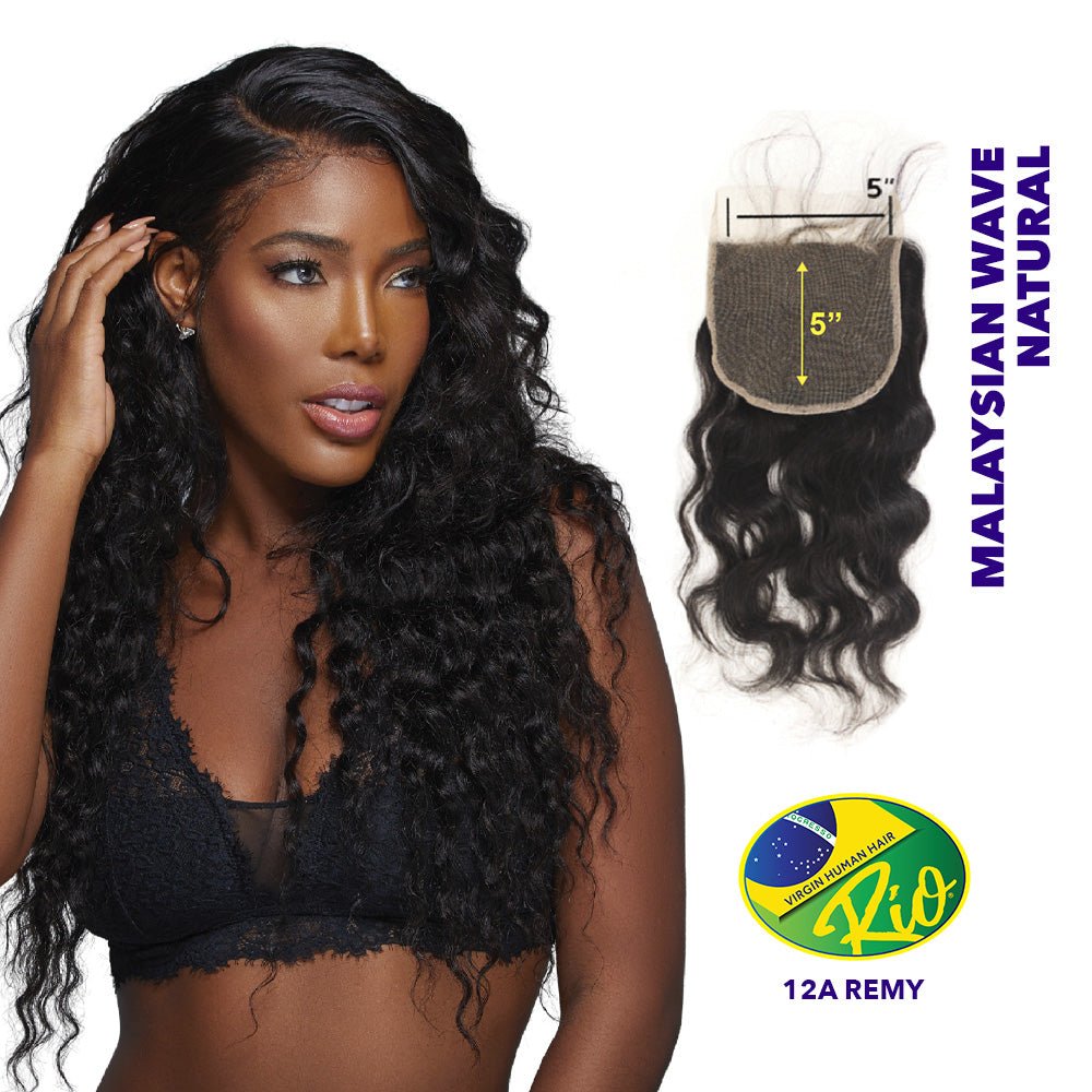 Rio 100% Virgin Human Hair Malaysian Wave 5x5 Closure - Natural Color - Beauty Exchange Beauty Supply