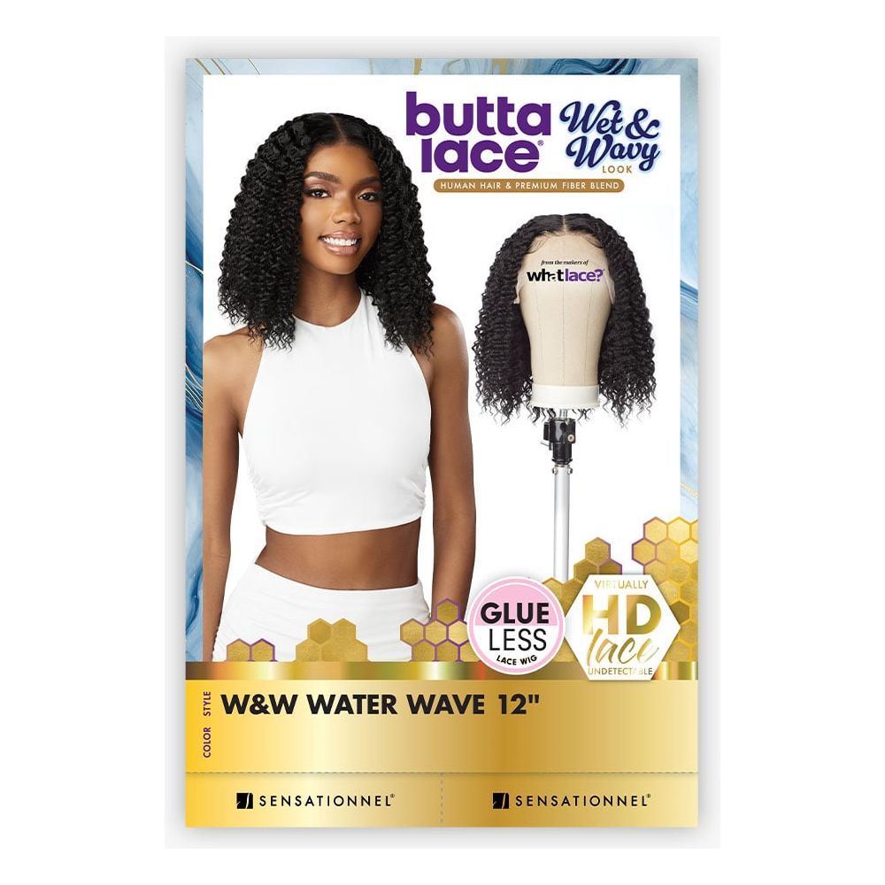 Sensationnel Butta Lace Wet & Wavy Human Hair Blend HD Lace Front Wig - Water Wave 12" - Beauty Exchange Beauty Supply