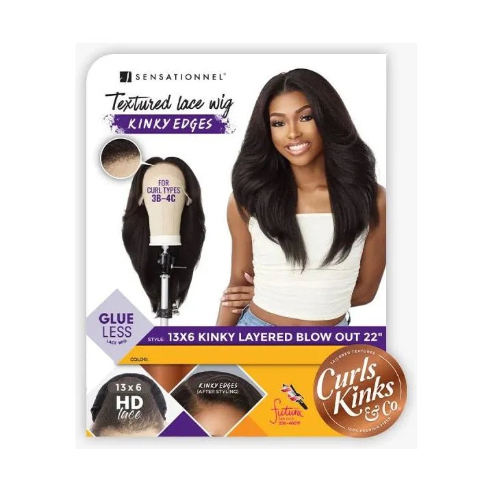 Sensationnel Curls Kinks & Co Kinky Edges 13x6 Synthetic HD Lace Front Wig - Kinky Layered Blowout 22" - Beauty Exchange Beauty Supply