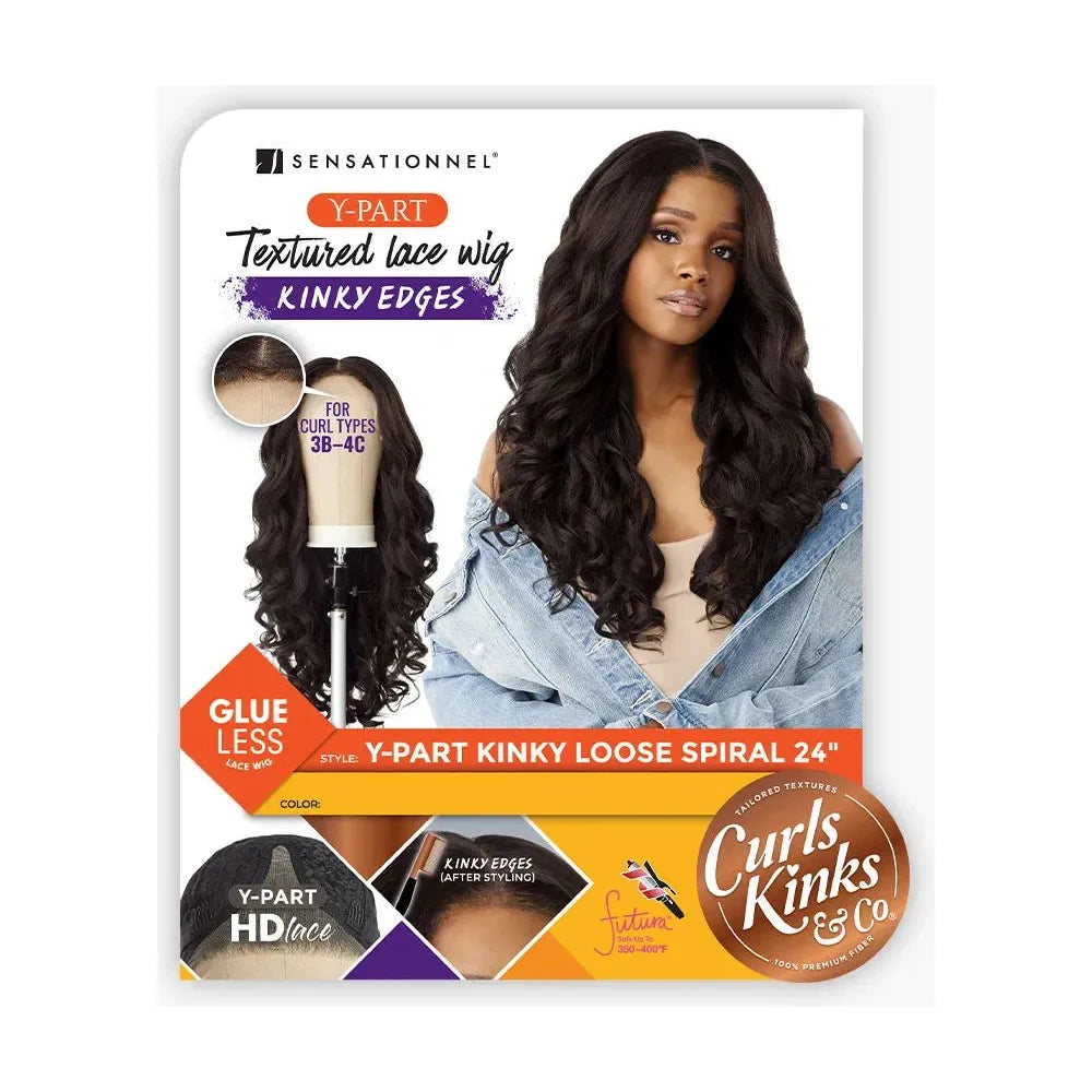 Sensationnel Curls Kinks & Co Kinky Edges Y Part HD Lace Wig - Kinky Loose Spiral 24" - Beauty Exchange Beauty Supply