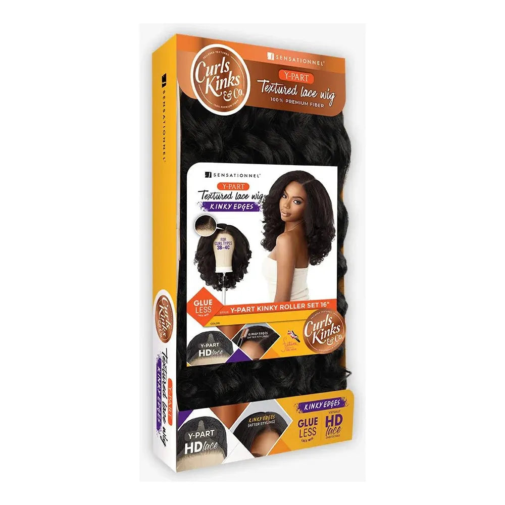 Sensationnel Curls Kinks & Co Kinky Edges Y - Part Synthetic HD Lace Front Wig - Kinky Roller Set 16" - Beauty Exchange Beauty Supply