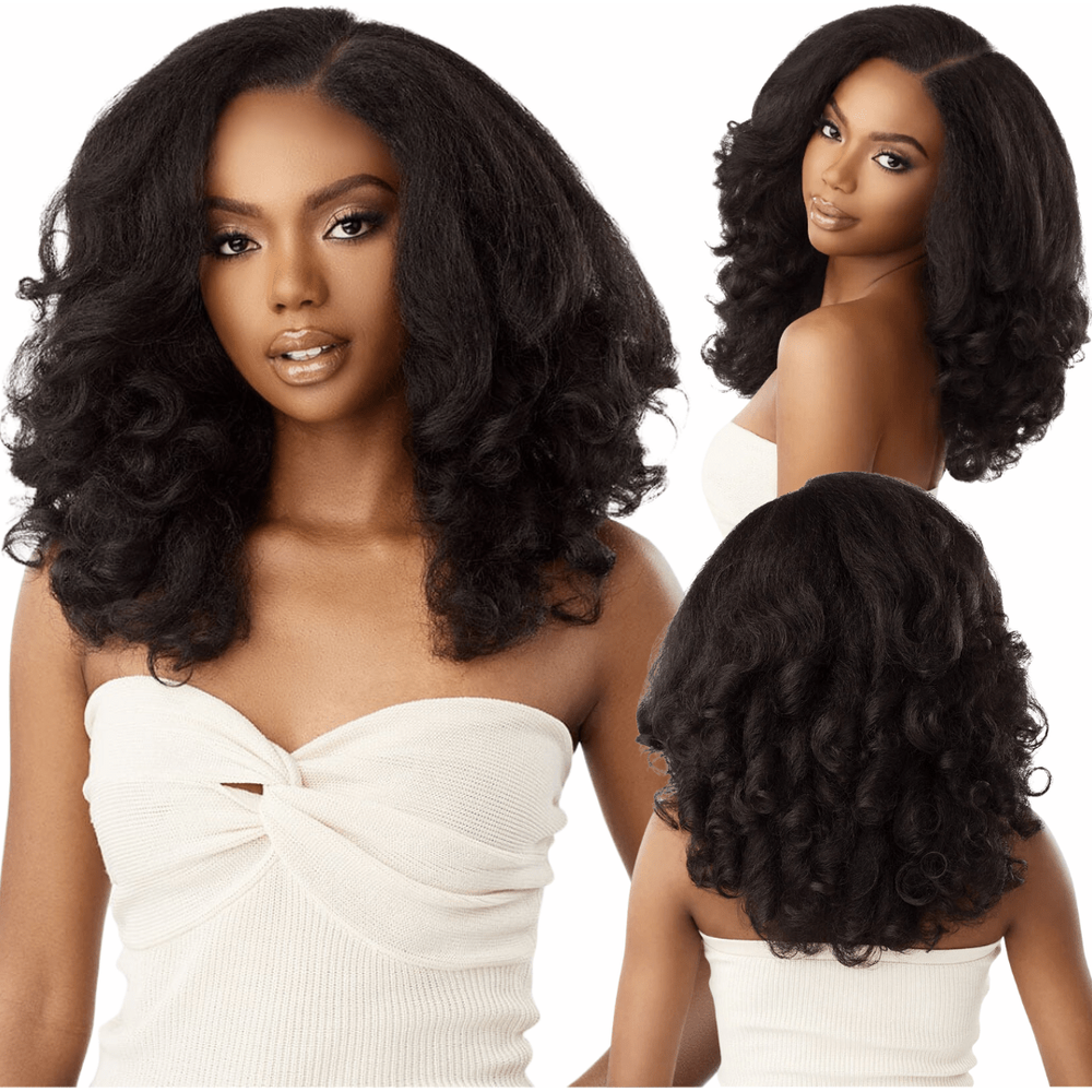 Sensationnel Curls Kinks & Co Kinky Edges Y - Part Synthetic HD Lace Front Wig - Kinky Roller Set 16" - Beauty Exchange Beauty Supply