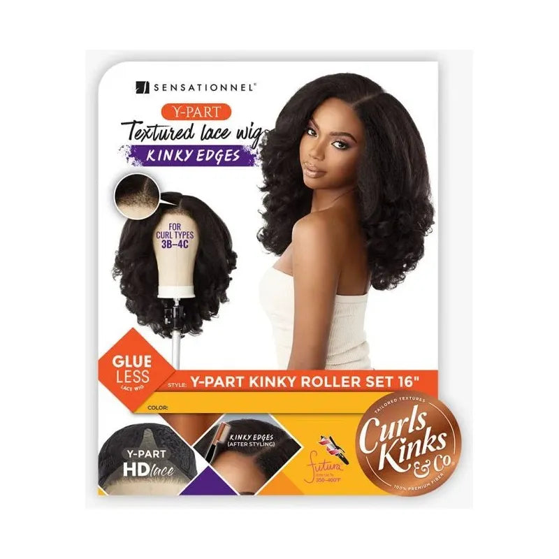 Sensationnel Curls Kinks & Co Kinky Edges Y - Part Synthetic HD Lace Front Wig - Kinky Roller Set 16" - Beauty Exchange Beauty Supply