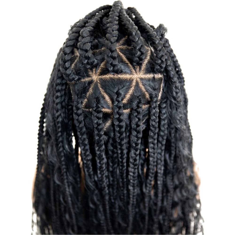 B & B Knotless Synthetic 100% Full HD Lace Wig - Triangle Bohemian Box Braid 32" - Beauty Exchange Beauty Supply