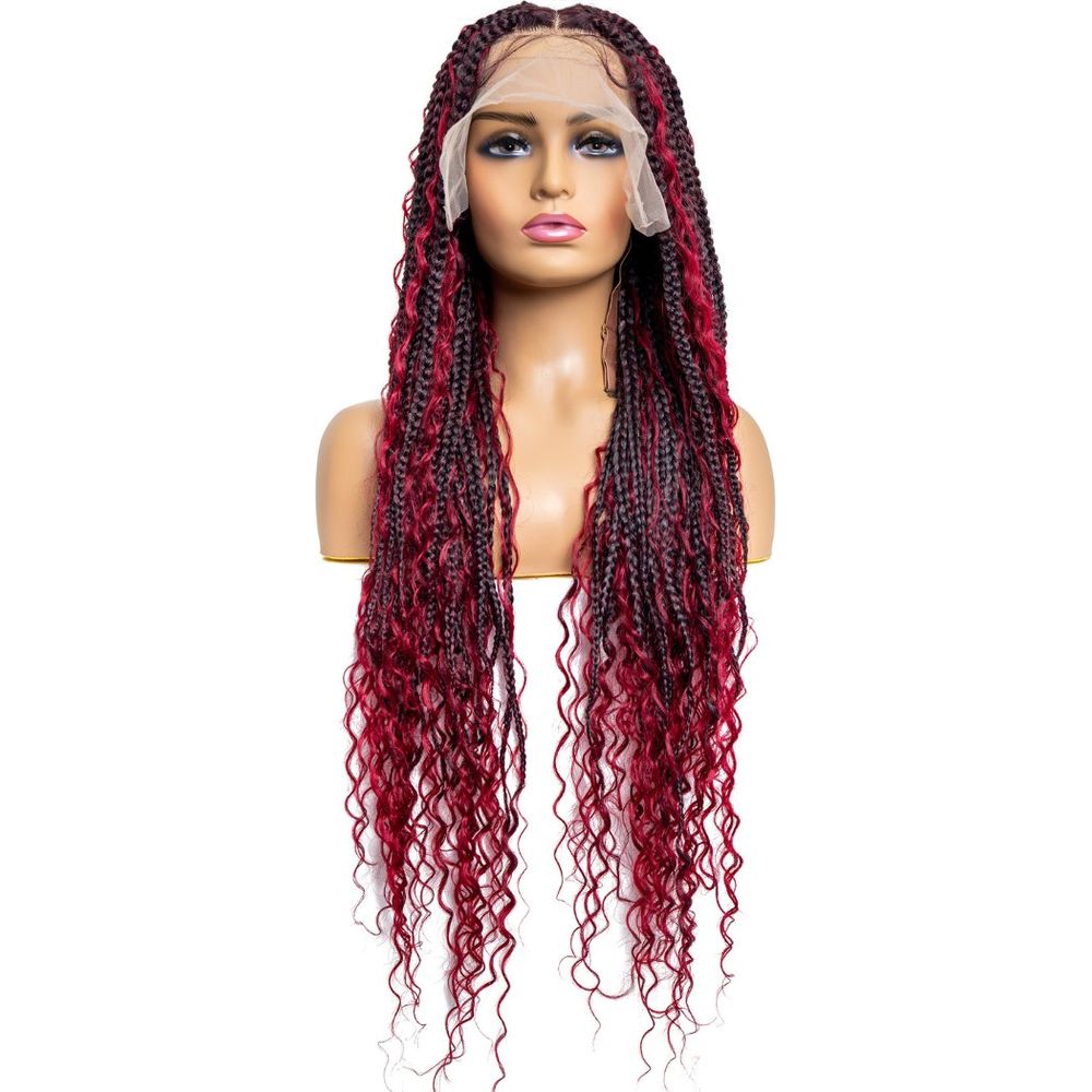 B & B Knotless Synthetic 100% Full HD Lace Wig - Triangle Bohemian Box Braid 32" - Beauty Exchange Beauty Supply