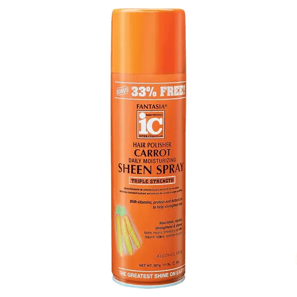 Fantasia IC Hair Polisher Carrot Triple Strength Daily Moisturizing Sheen Spray 14oz - Beauty Exchange Beauty Supply