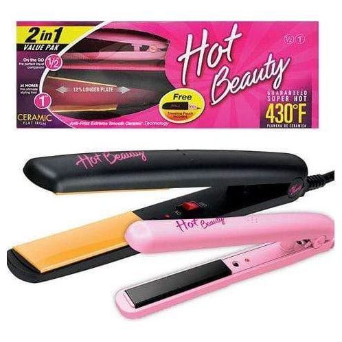 Hot Beauty 1875 Ceramic Combo Flat Iron 1/2" + 1" - Beauty Exchange Beauty Supply