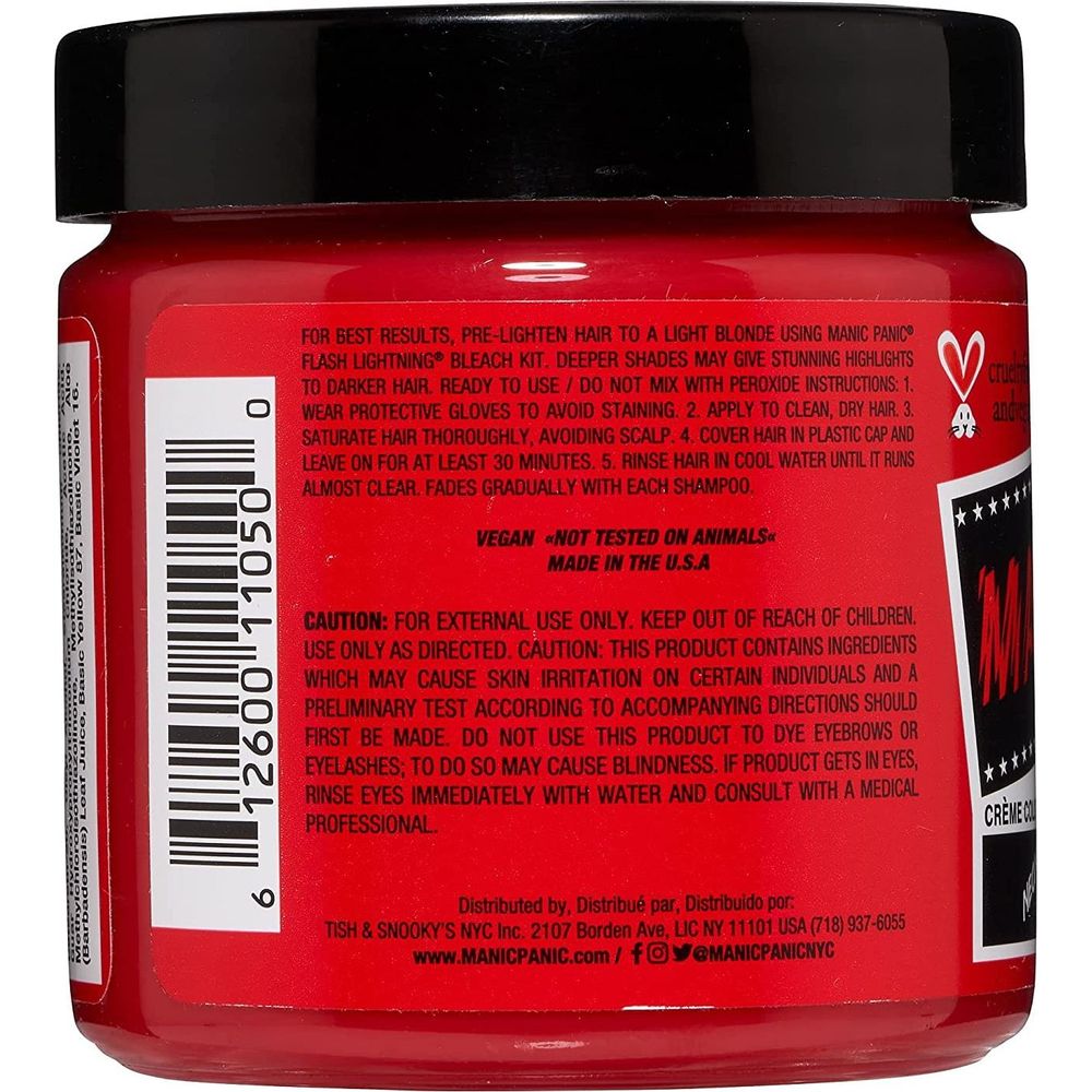 Manic Panic Creamtone Semi Permanent Hair Dye - Red Passion 4oz - Beauty Exchange Beauty Supply