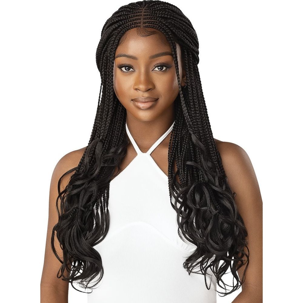 Outre 4x4 Braided HD Lace Front Wigs - Middle Part French Curl Box Braids 26" - Beauty Exchange Beauty Supply