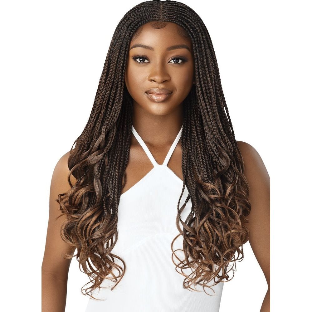 Outre 4x4 Braided HD Lace Front Wigs - Middle Part French Curl Box Braids 26" - Beauty Exchange Beauty Supply