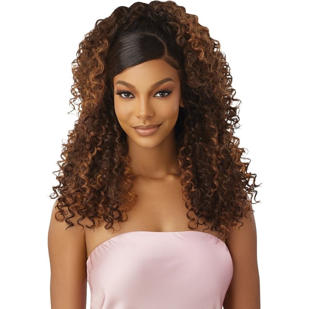 Outre Airtied 100% Fully Hand-Tied Human Hair Blend HD Lace Wig - Dominican Curly 22" - Beauty Exchange Beauty Supply