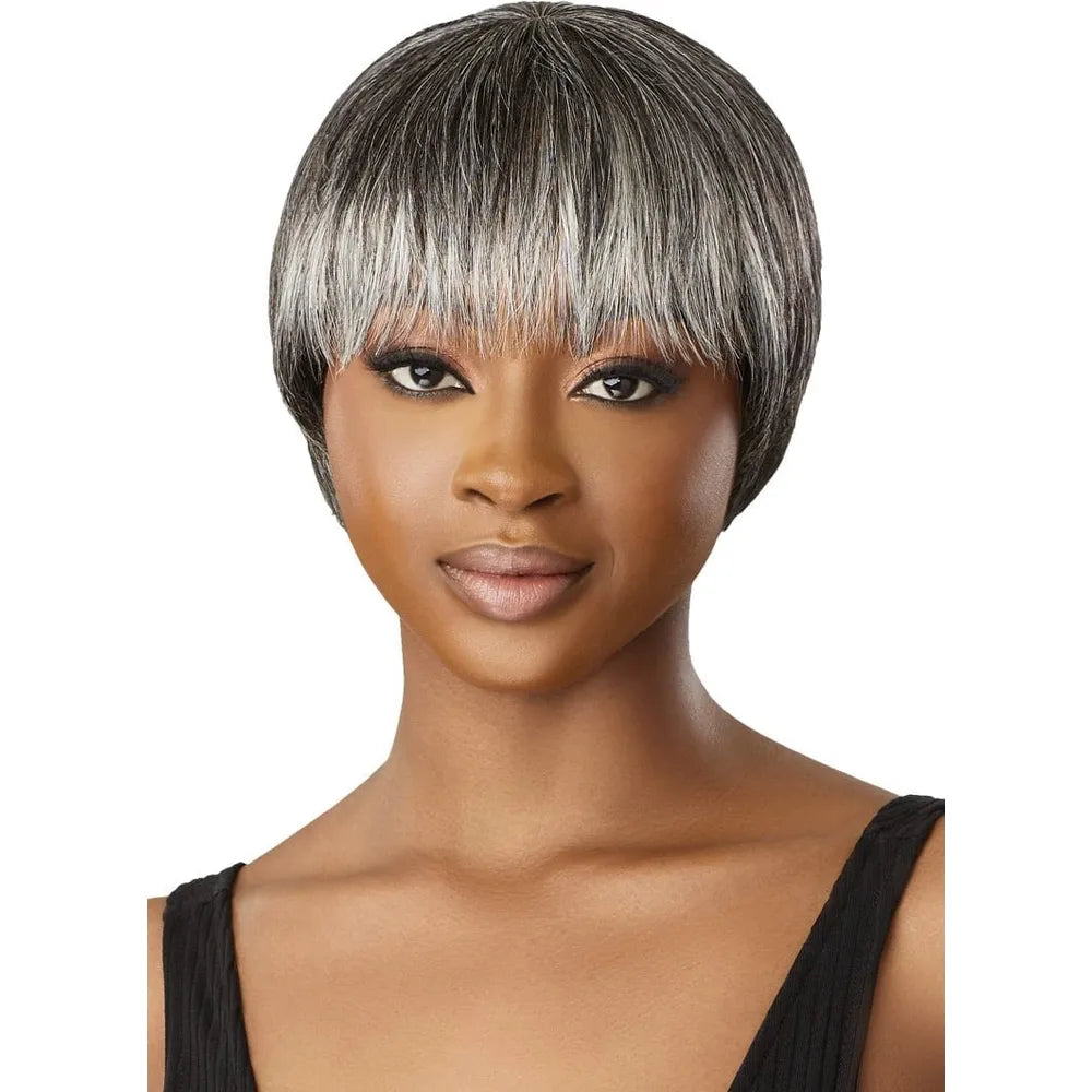 Outre Fab & Fly Cull Cap Wig Gray Glamour Human Hair Full Wig - Zaida - Beauty Exchange Beauty Supply